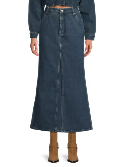 Good American Women's Denim A-line Maxi-skirt In Blue
