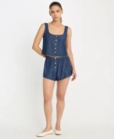 Good American Women's Denim Boxer Shorts In Purple