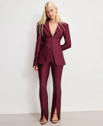 Good American Women's Dolly Jolean Compression Shine High Rise Pants, Regular & Plus Size In Burgundy
