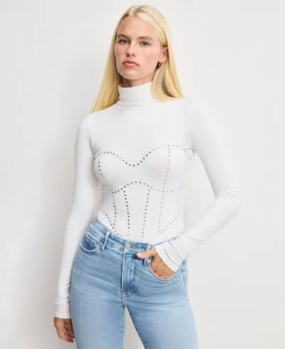 Good American Women's Dolly Joleans Crystal Corset Bodysuit Thong, Regular & Plus Size In White