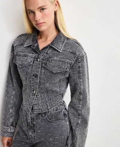 Good American Women's Dolly Joleans Crystal Denim Jacket, Regular & Plus Size In Black