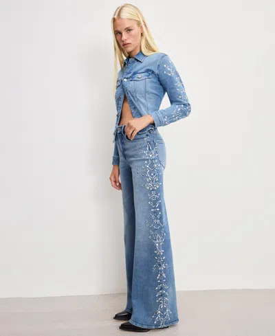 Good American Women's Dolly Joleans Embellished High Rise Jeans In Blue