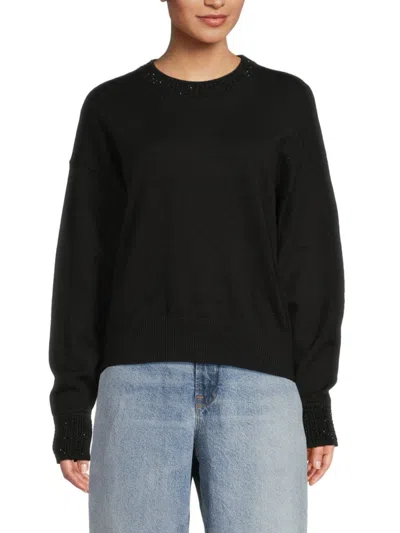 Good American Women's Drop Shoulder Sweater In Black