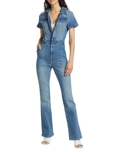 Good American Women's Fit For Success Stretch Denim Jumpsuit