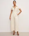 Good American Fit For Success Twill Palazzo Jumpsuit In Ecru