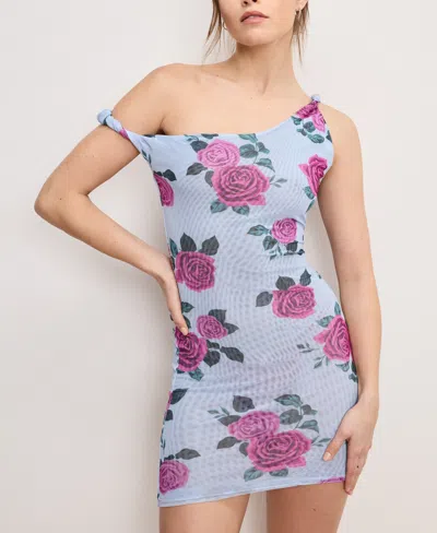 Good American Women's Floral Mesh Twist Dress Cover-up In Pink
