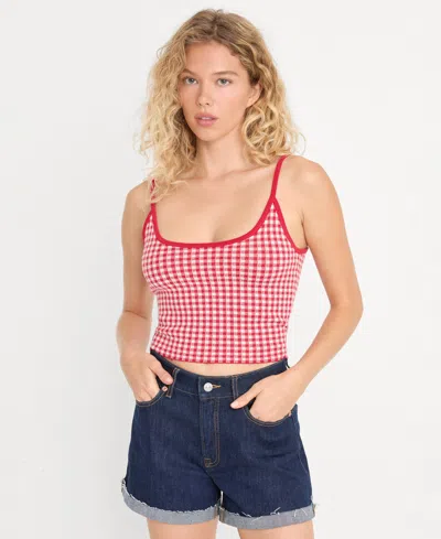 Good American Women's Gingham Camisole Sweater, Created For Macy's In Animal Print