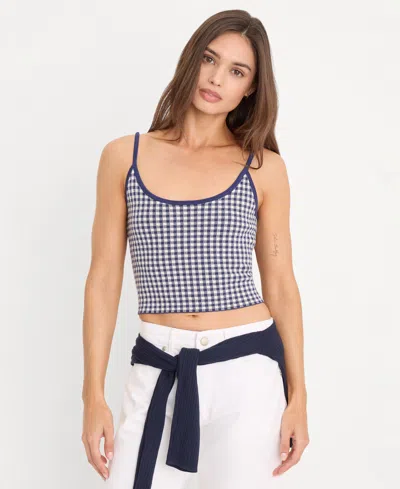 Good American Women's Gingham Camisole Sweater Tank Top In Blue