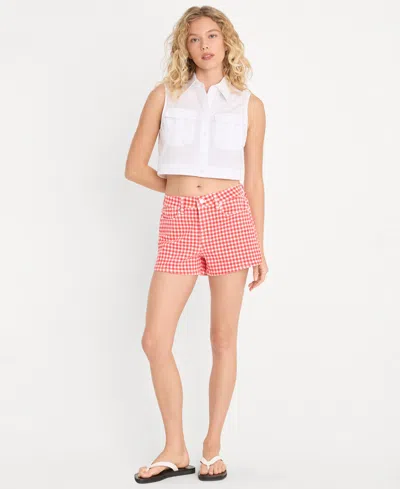 Good American Women's Girlfriend Mid-rise Denim Shorts In Red