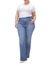 Good American Good Curve Pieced Raw Hem High Waist Ankle Straight Leg Jeans In Blue