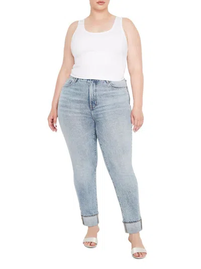 Good American Women's Good Classic Cuffed Jeans In Blue