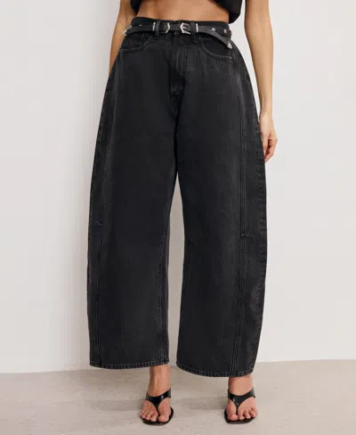 Good American Women's Good Extreme Barrel-leg Jeans In Black
