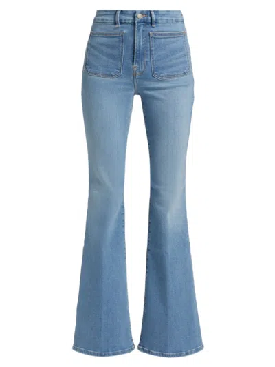 Good American Good Legs Patch Pocket Flare Jeans In Indigo