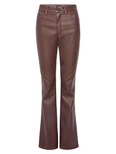 Good American Women's Goodclassic Faux-leather Boot-cut Pants In Brown