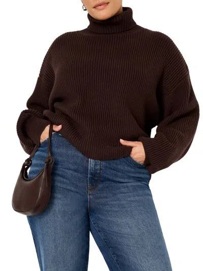 Good American Women's Heavy Cozy Rib-knit Turtleneck Sweater In Brown