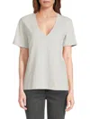 Good American V-neck Cotton Tee In Gray