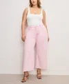 Good American Good Waist High Rise Cropped Palazzo Jeans In Pink In Mineral Rose Quartz
