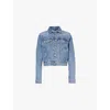 Good American Womens Indigo734 Committed To Fit Cropped Denim-blend Jacket In Indigo734