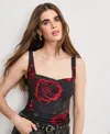 Good American Print Mesh Bustier Top In Black