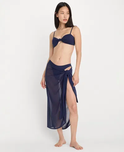 Good American Women's Mesh Midi Cover-up Sarong In Blue
