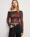 Good American Ruched One-shoulder Mesh Top In Multi