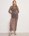 Good American Women's Mesh Ruched Long Sleeve Maxi Dress, Regular And Plus Size In Animal Print