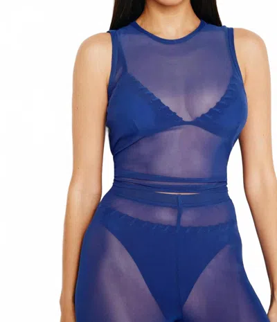 Good American Women's Mesh Tank Top In Capri Blue