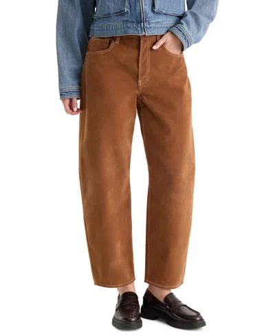 Good American Women's Mid-rise Barrel-leg Ankle Pants In Brown