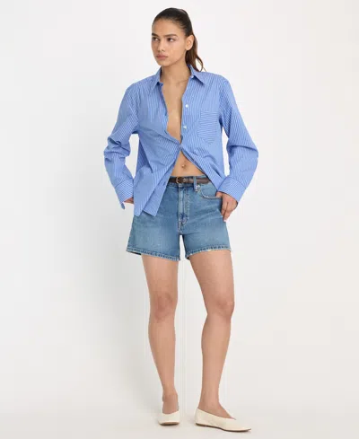 Good American Women's Mid-rise Belt Loop Shorts In Blue