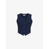 GOOD AMERICAN GOOD AMERICAN WOMEN'S NEW NAVY002 LUXE V-NECK SINGLE-BREASTED WOVEN WAISTCOAT