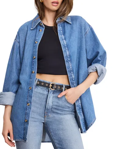 Good American Women's Oversized Denim Shirt In Blue