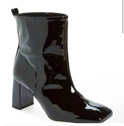 Good American Women's Patent Leather Block Heel Booties In Black
