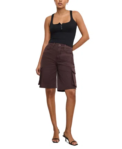 Good American Women's Pointelle Square-neck Henley Tank Top In Black