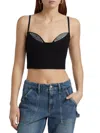 Good American Ponte Crystal Knit Top In Black In Black
