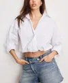Good American Bubble Hem Crop Poplin Button-up Shirt In White