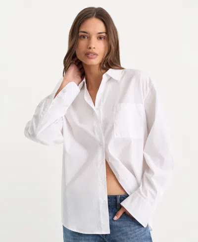 Good American Women's Poplin Oversized Classic Shirt In White