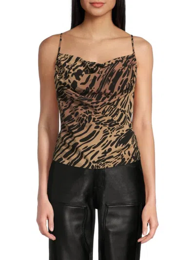 Good American Women's Printed Cowl Cami Top In Animal Print