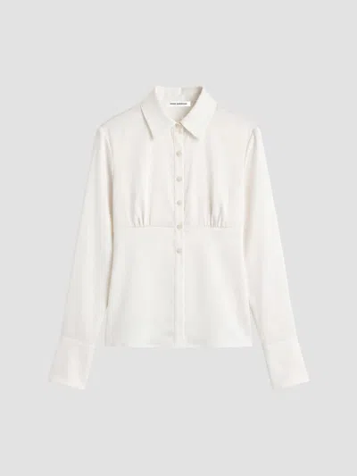 Good American Women's Ruched Satin Shirt In White