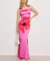 Good American Satin Lace-up Maxi Slipdress In Multi