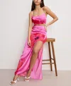Good American Womens Pink Hibiscus002 Flower-print Split Stretch-woven Maxi Skirt