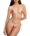 Good American Satin Tiny Ties Triangle Bikini Top In White