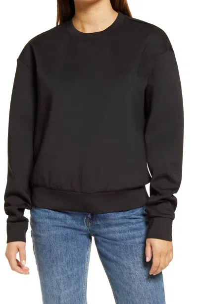 Good American Women's Scuba Boyfriend Crewneck Sweatshirt In Black