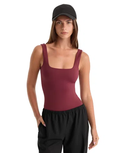 Good American Women's Scuba Modern Tank Bodysuit In Berry Noir