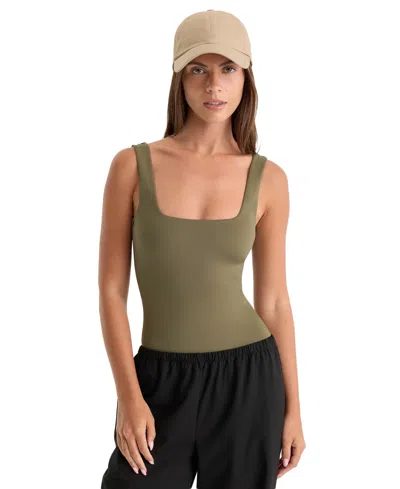 Good American Women's Scuba Modern Tank Bodysuit In Cedarwood