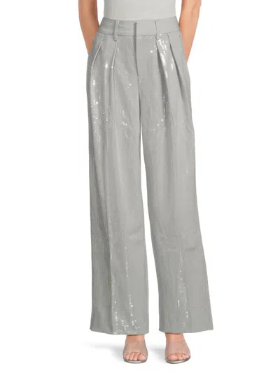 Good American Women's Sequin Suiting Good 90s Wide-leg Pants In Gray