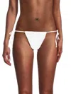 Good American Women's Shimmery Side Tie Bikini Bottom In White