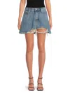 Good American Women's Shredded Denim Miniskirt In Blue