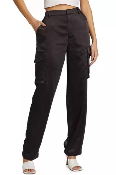 Good American Women's Silk Cargo Pants In Black