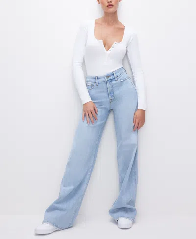 GOOD AMERICAN WOMEN'S SKATE HIGH-RISE WIDE-LEG JEANS