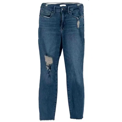Good American Women's Skinny Distressed Mid Rise Jeans In Blue